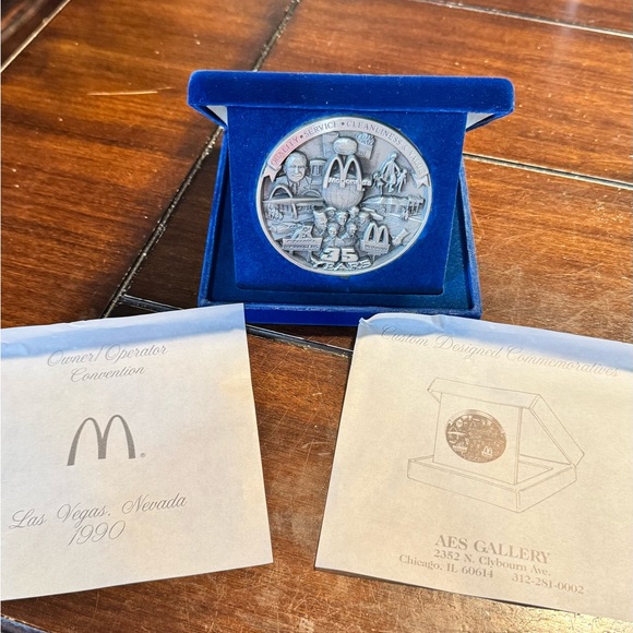 McDonald's Silver Coin in Blue Display Case